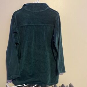 VTG Women's XL Dark Emerald Green Velvet Button Up Shirt Size Medium Christmas